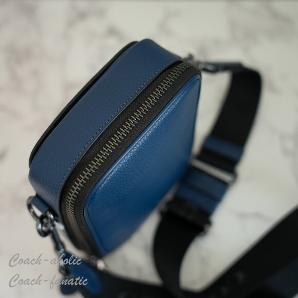 NWT Coach CL948 Stanton Crossbody Bag In Refined Pebble Leather Deep Blue - Picture 7 of 12